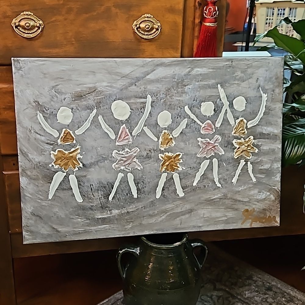 NWOT Original "Dance Recital" Ballerina Wall Art | 24x16 | Silver, Gold & Pink